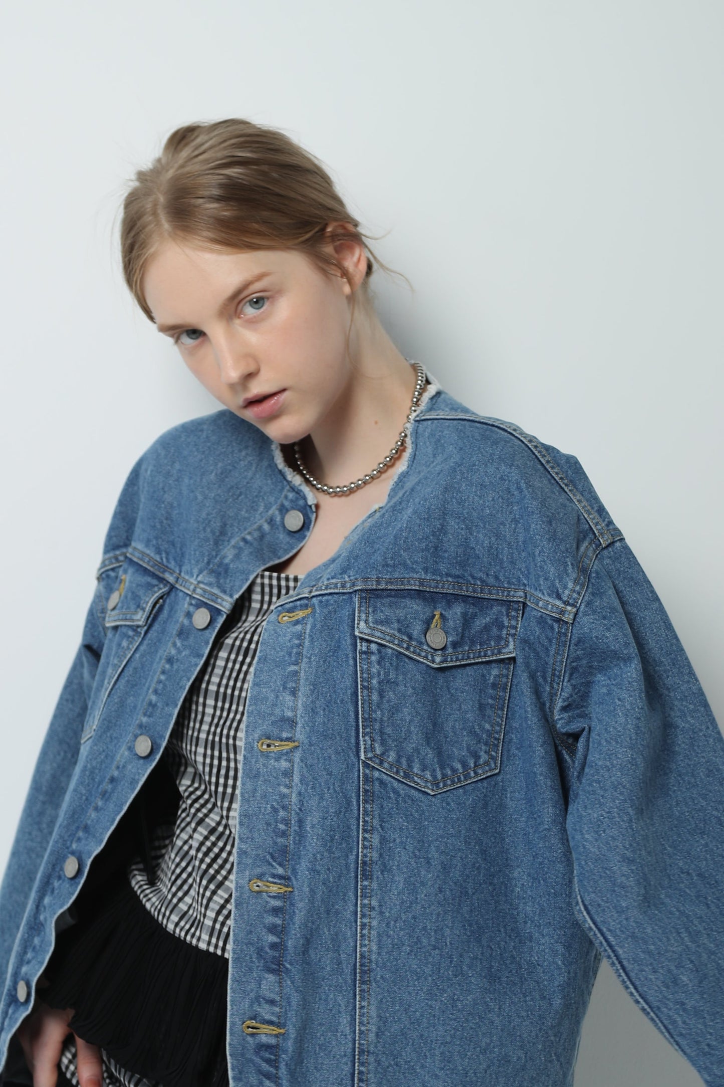 no collar denim JK