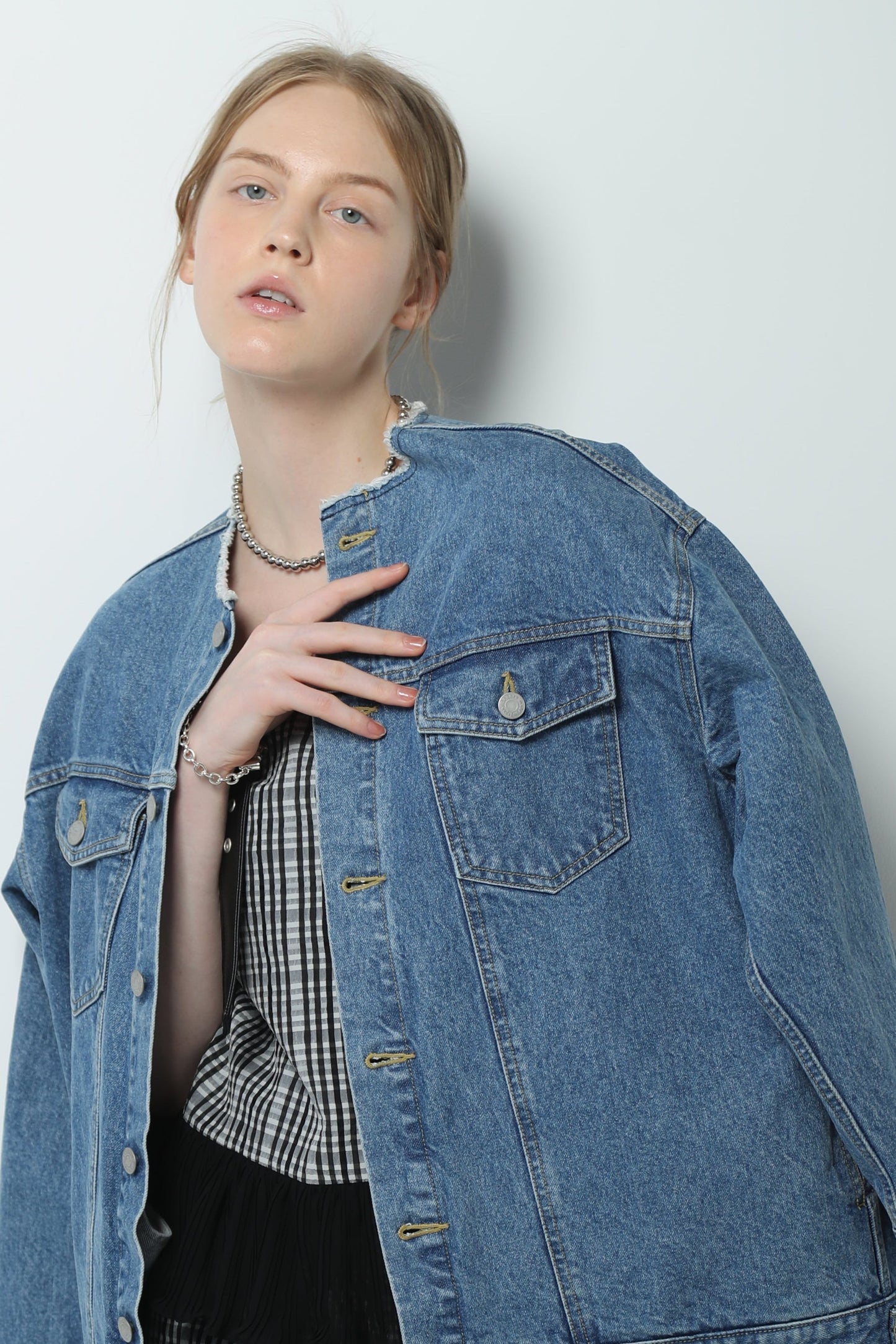 no collar denim JK