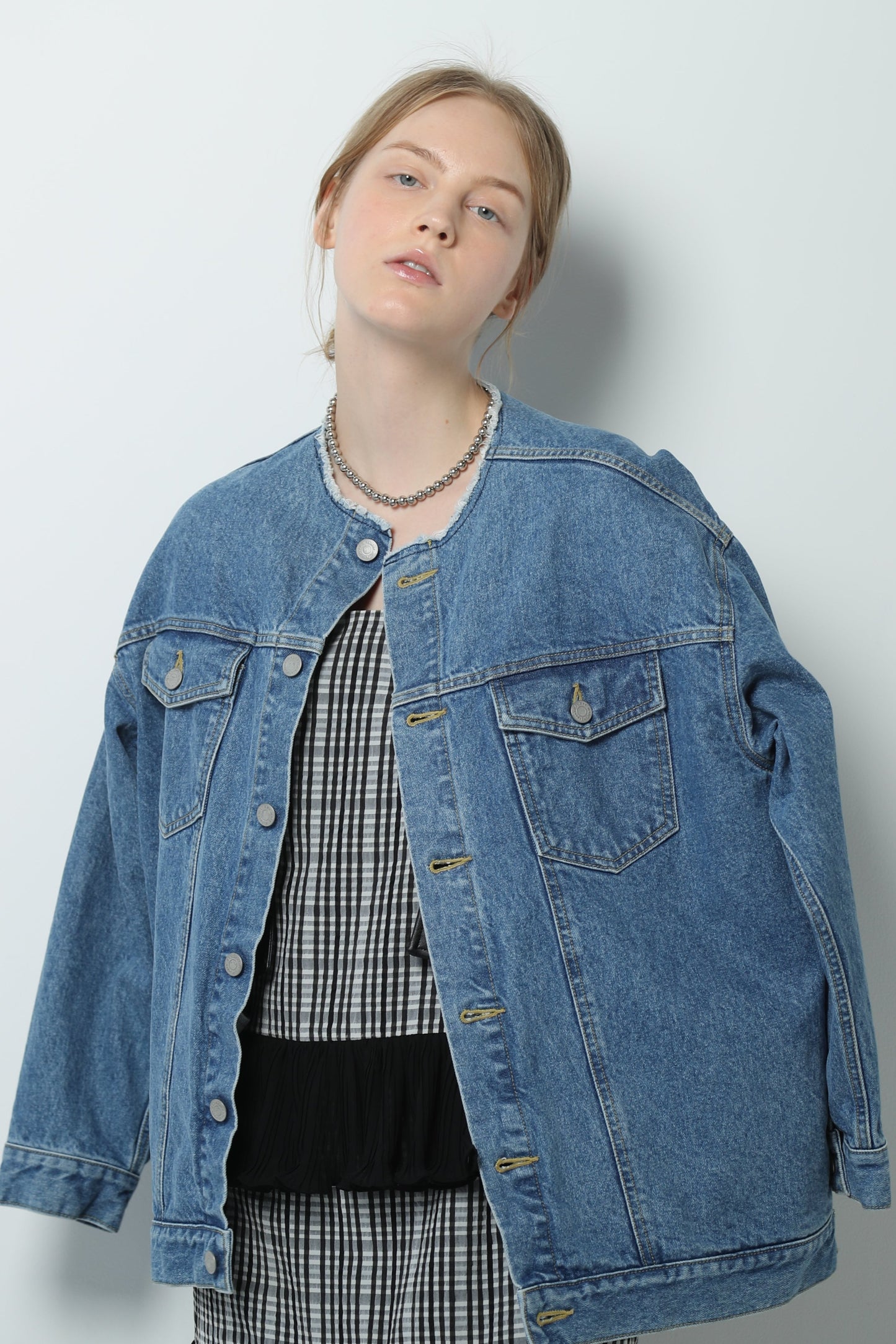 no collar denim JK
